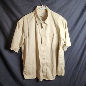 LL Bean 100% Cotton Button-Up Shirt Tan Size L